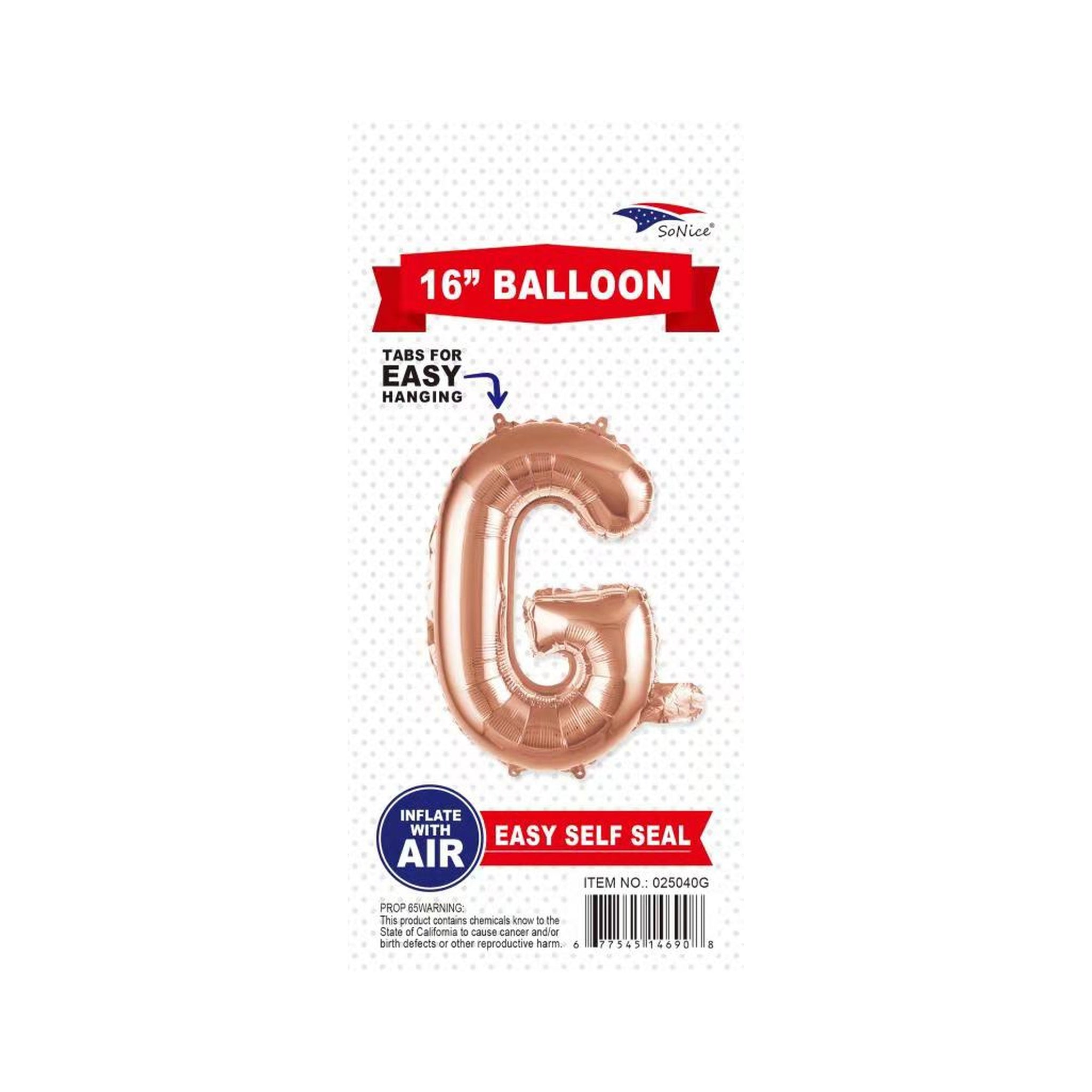 16"Foil Balloon G Rose Gold